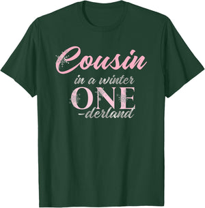 Cousin Of The Birthday for Girl Winter Onederland 1st T-Shirt - T-Shirt | Forest