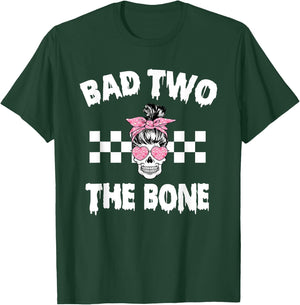 Bad Two The Bone Birthday 2nd Halloween 2 Years Old Girl T-Shirt - T-Shirt | Forest