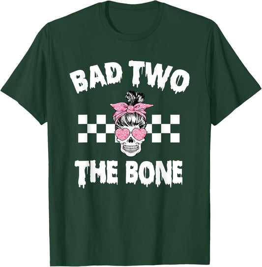 Bad Two The Bone Birthday 2nd Halloween 2 Years Old Girl T-Shirt - T-Shirt | Forest