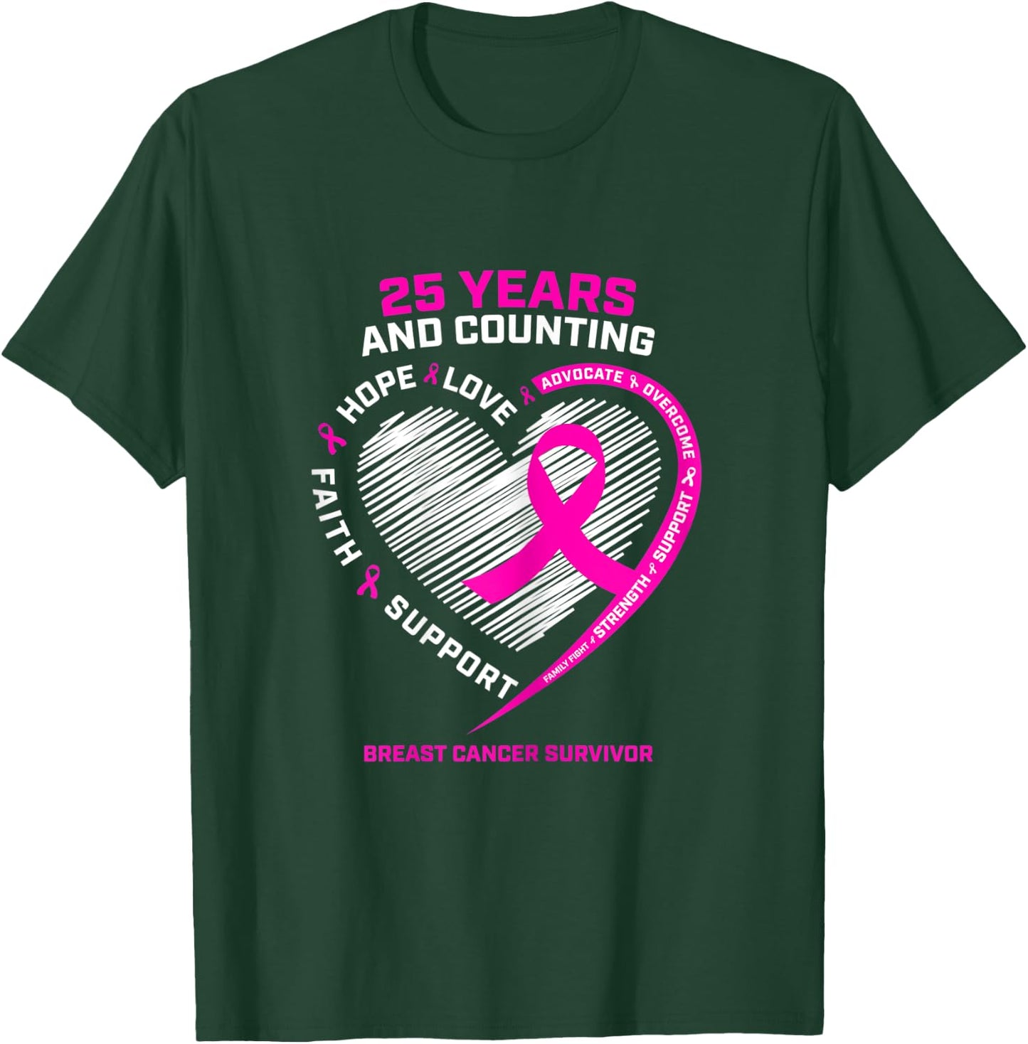 25 Year Survivor Gifts Grandma Mom Breast Cancer Survivor T-Shirt - T-Shirt | Forest