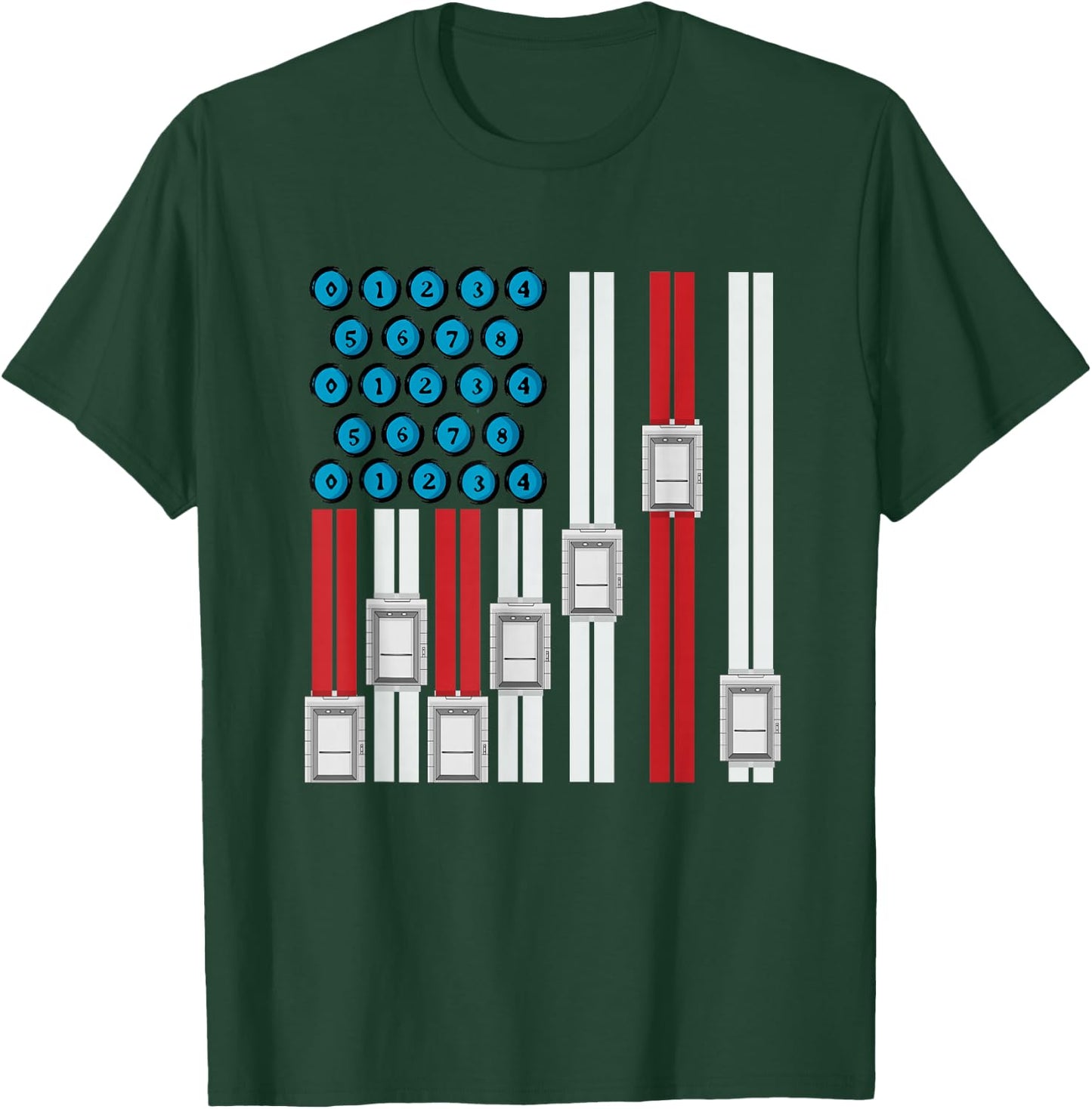 4th Of July Elevator Mechanic Engineer USA Elevator T-Shirt - T-Shirt | Forest