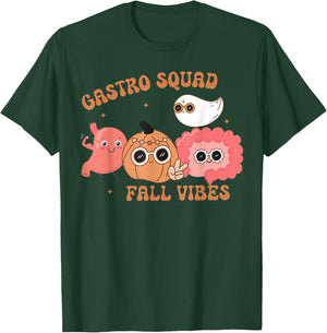 Fall Vibes Gastro Squad Ghost Halloween Spooky Endoscopy T-Shirt - T-Shirt | Forest