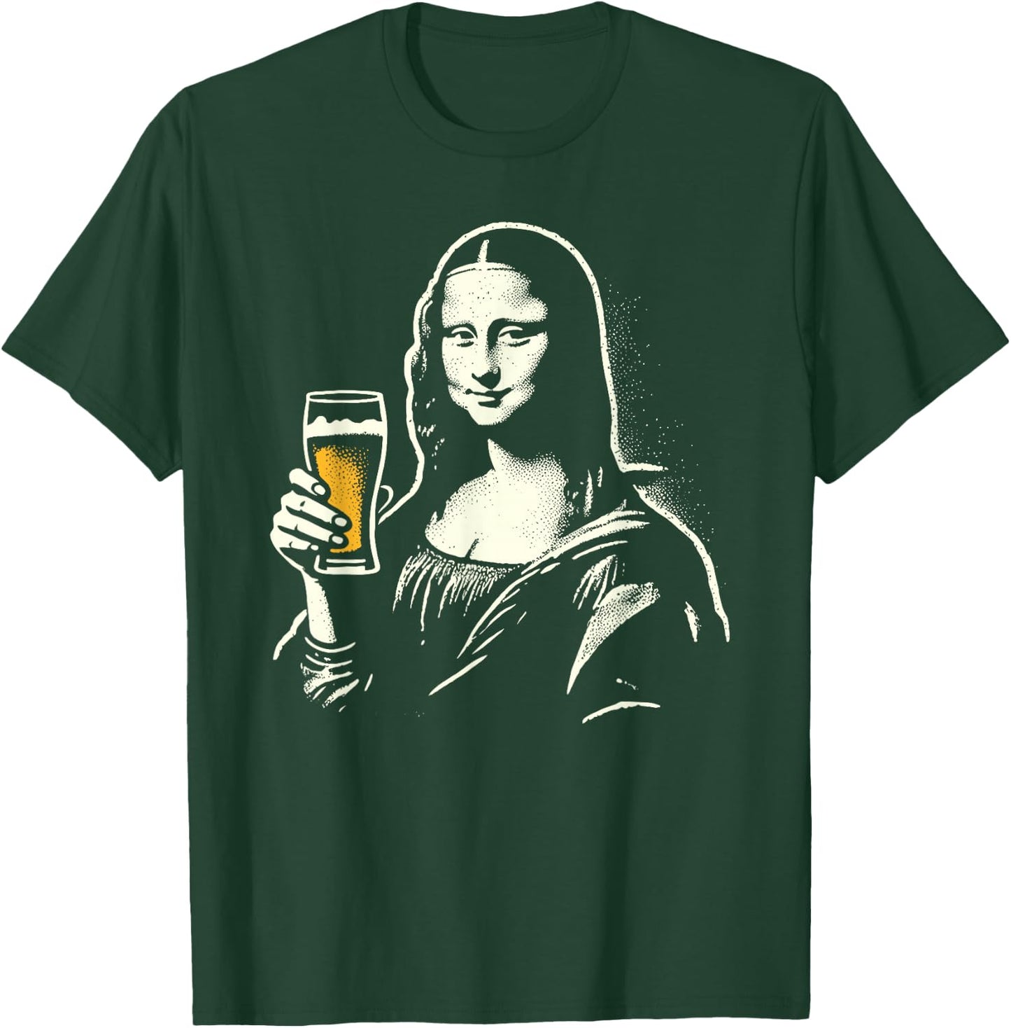 Mona Lisa with Beer Bar Pub Crawl Party Men Women Funny Beer T-Shirt - T-Shirt | Forest