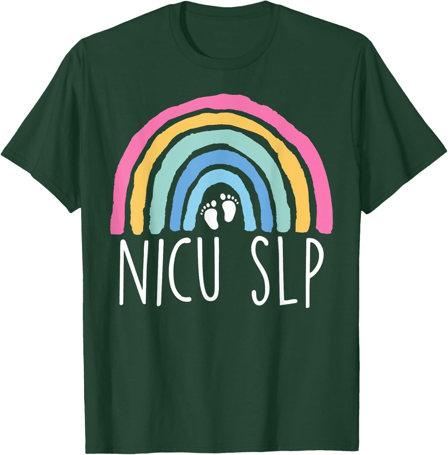 Retro Rainbow Nicu SLP Nurse Speech Language Pathology Nicu T-Shirt - T-Shirt | Forest