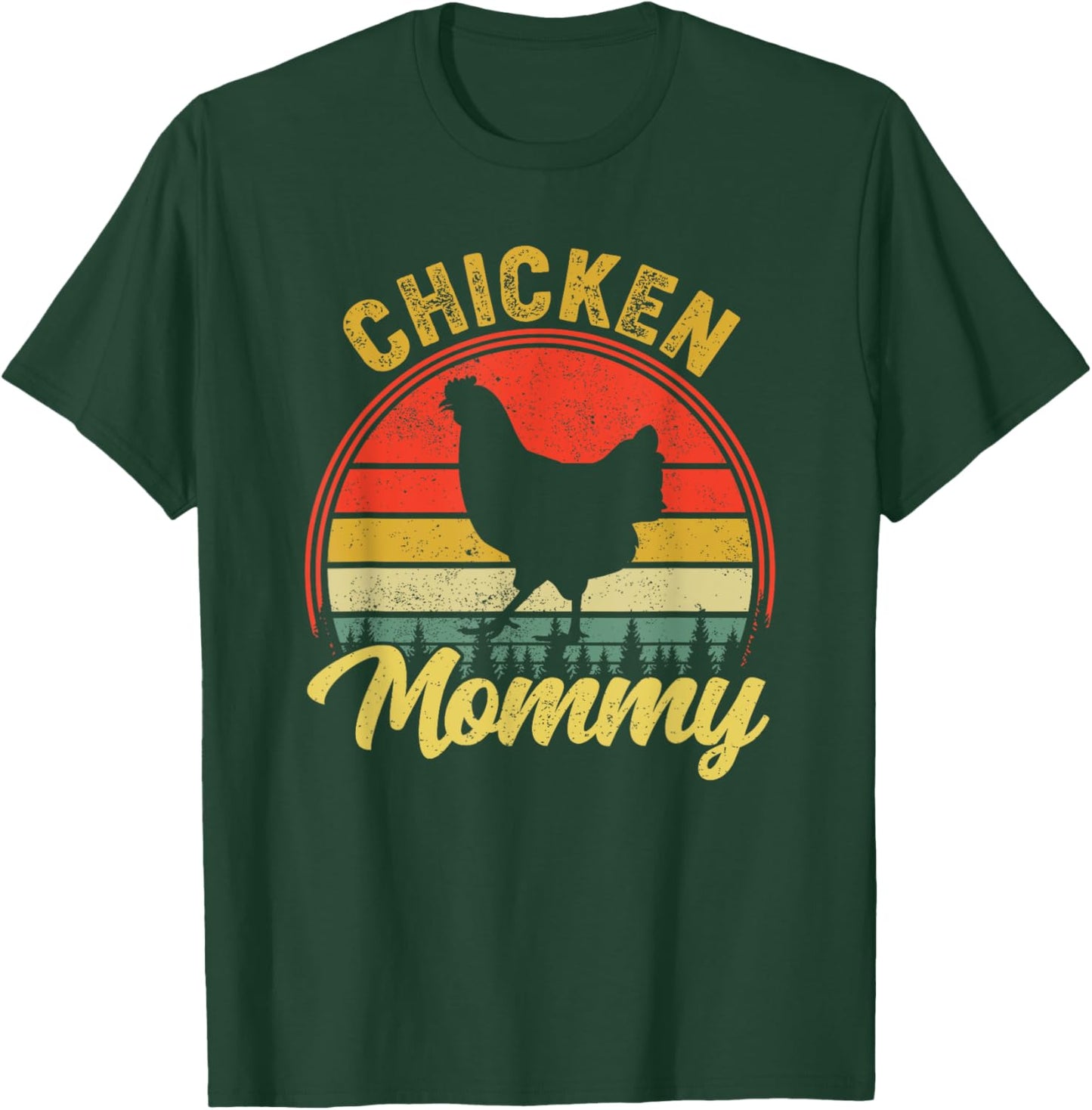 Chicken Mommy Retro 70s 80s Funny Chicken Mom Mothers Day T-Shirt - T-Shirt | Forest