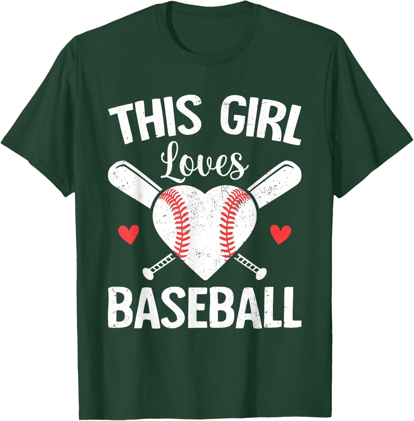 This Girl Loves Baseball Cute Baseball Girl Women T-Shirt - T-Shirt | Forest