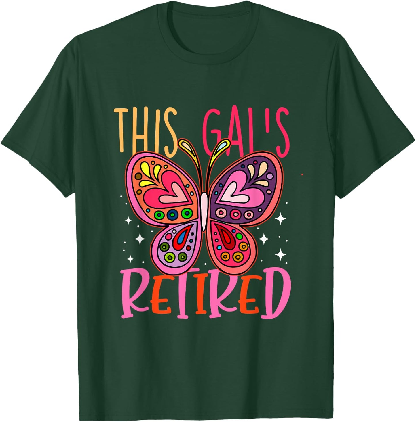 Retired 2024 Funny Retirement cute Pink Butterfly Women T-Shirt - T-Shirt | Forest