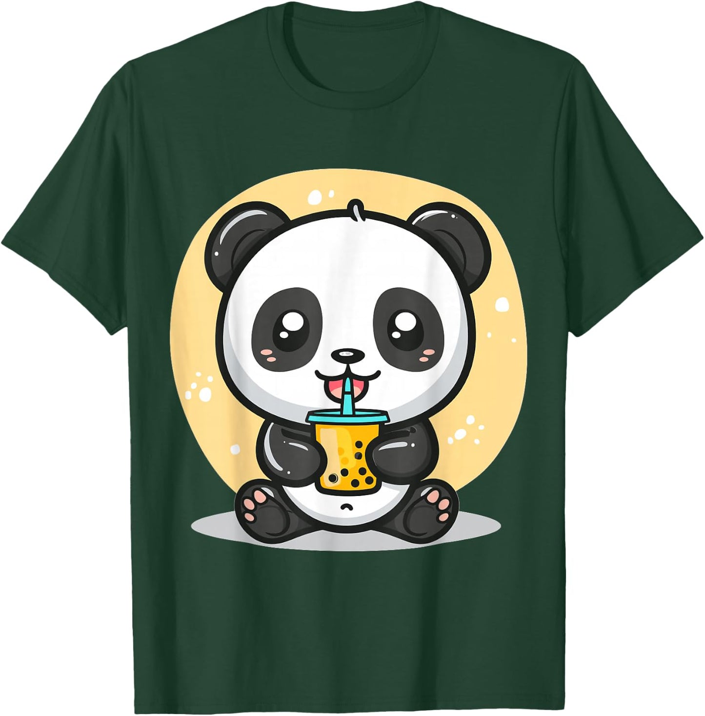 Kawaii Panda Drinking Bubble Tea Boba Anime Cute Graphic T-Shirt - T-Shirt | Forest