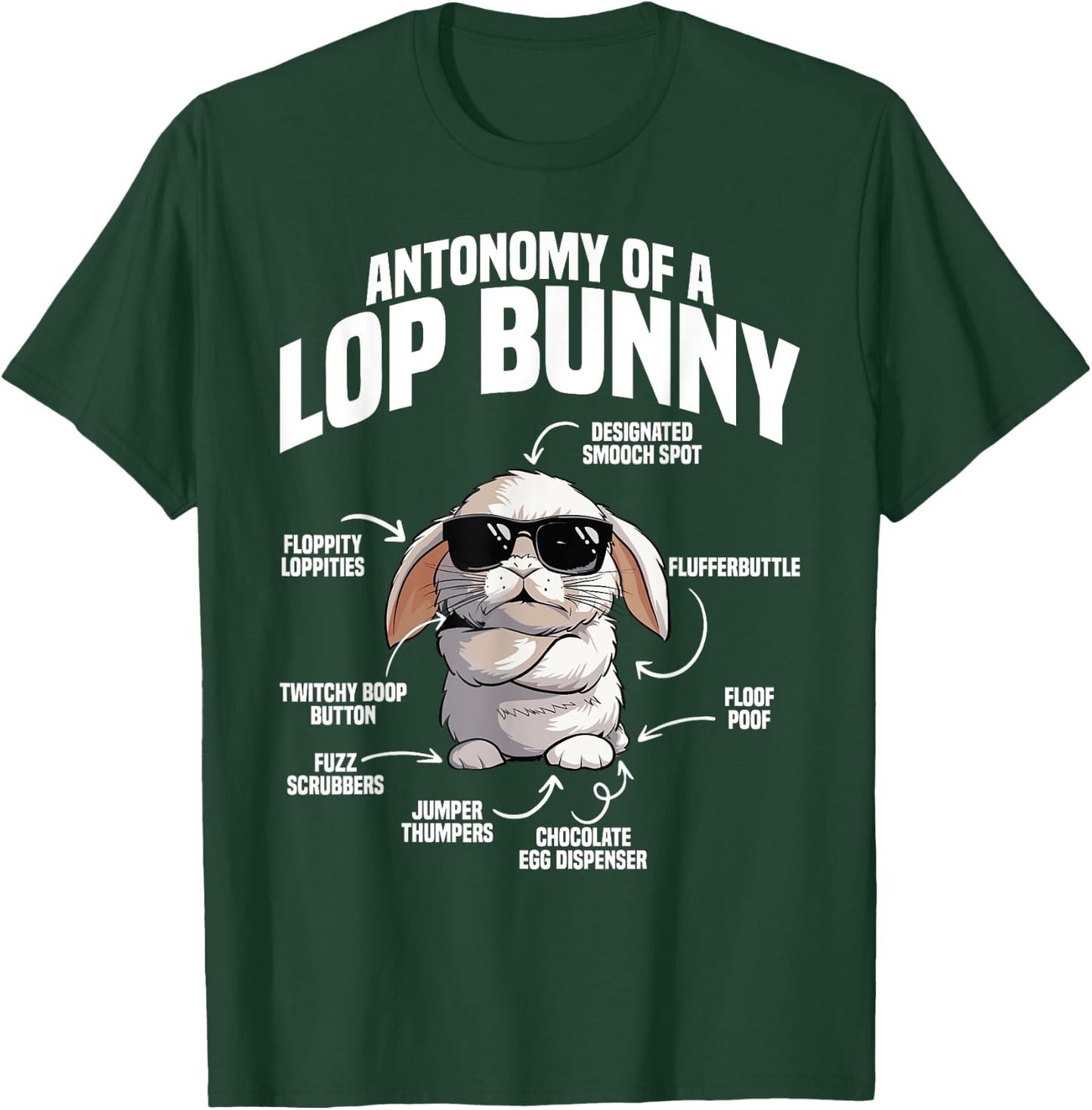 Holland Lop Bunny Stuffed Animal Plush Anatomy Lop Bunny T-Shirt - T-Shirt | Forest
