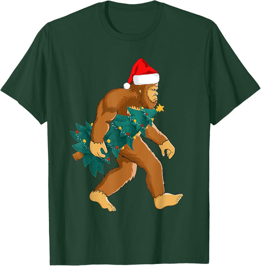 Funny Bigfoot Design, Sasquatch Hiking Trip Christmas Tree T-Shirt - T-Shirt | Forest