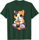 Cat Drinking Boba Feline Japanese Pet Kawaii Boba Calico Cat Women T-Shirt - T-Shirt | Forest