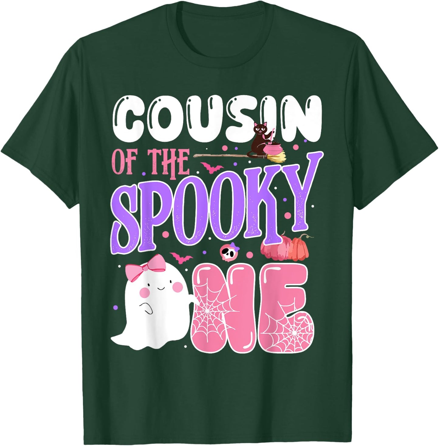 Cousin Of The Spooky One 1st Birthday Halloween Pink Ghost T-Shirt - T-Shirt | Forest