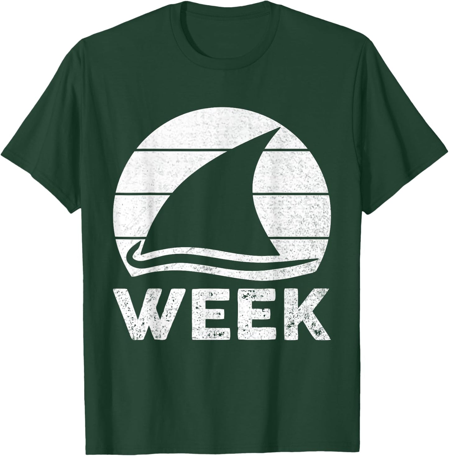 2025 Week Retro Shark Fin Lover Sea Ocean Animal Summer Trip Women Kids T-Shirt - T-Shirt | Forest