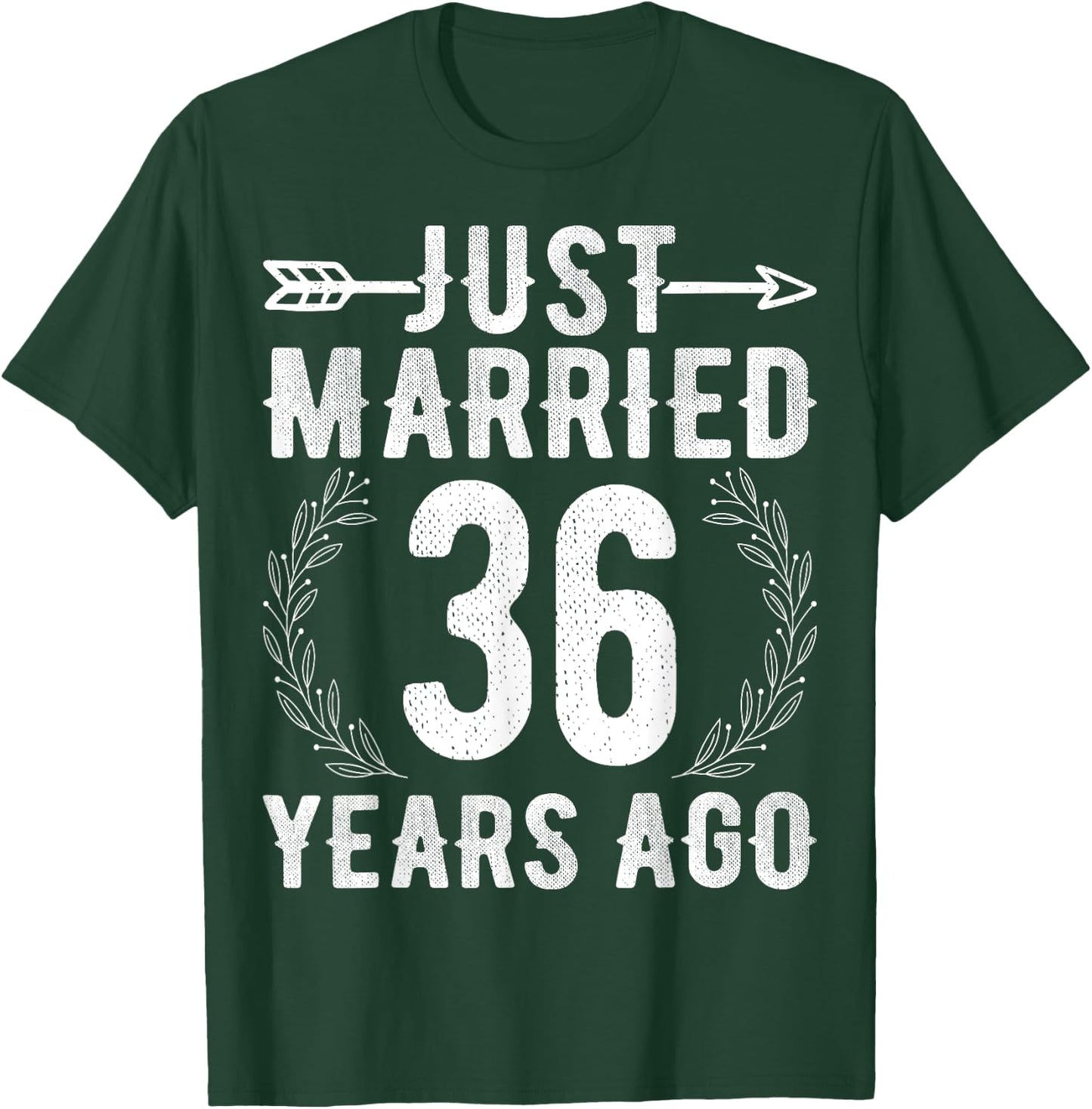 Just Married 36 Years Ago - 36th Anniversary Wife Husband T-Shirt - T-Shirt | Forest
