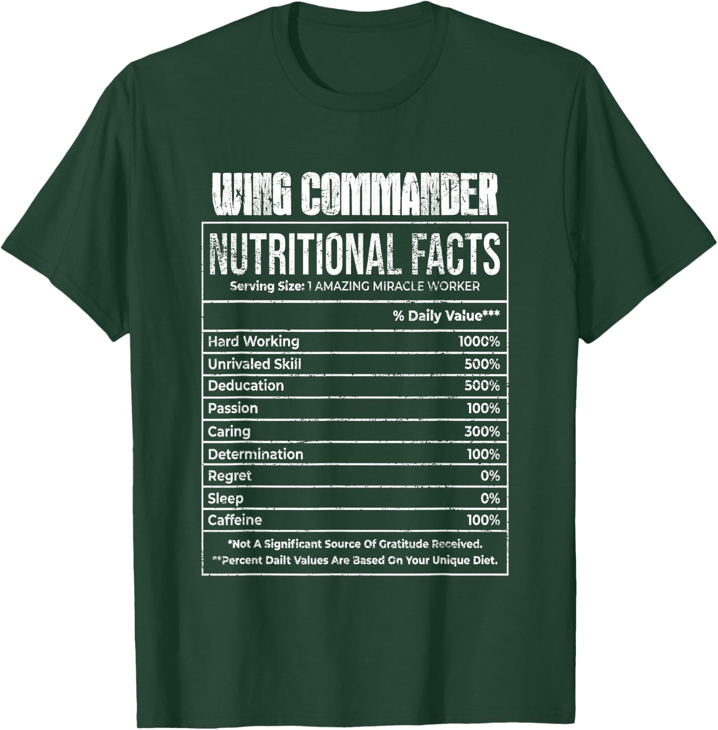 Nutritional Facts Wing Commander Job Tittle T-Shirt - T-Shirt | Forest
