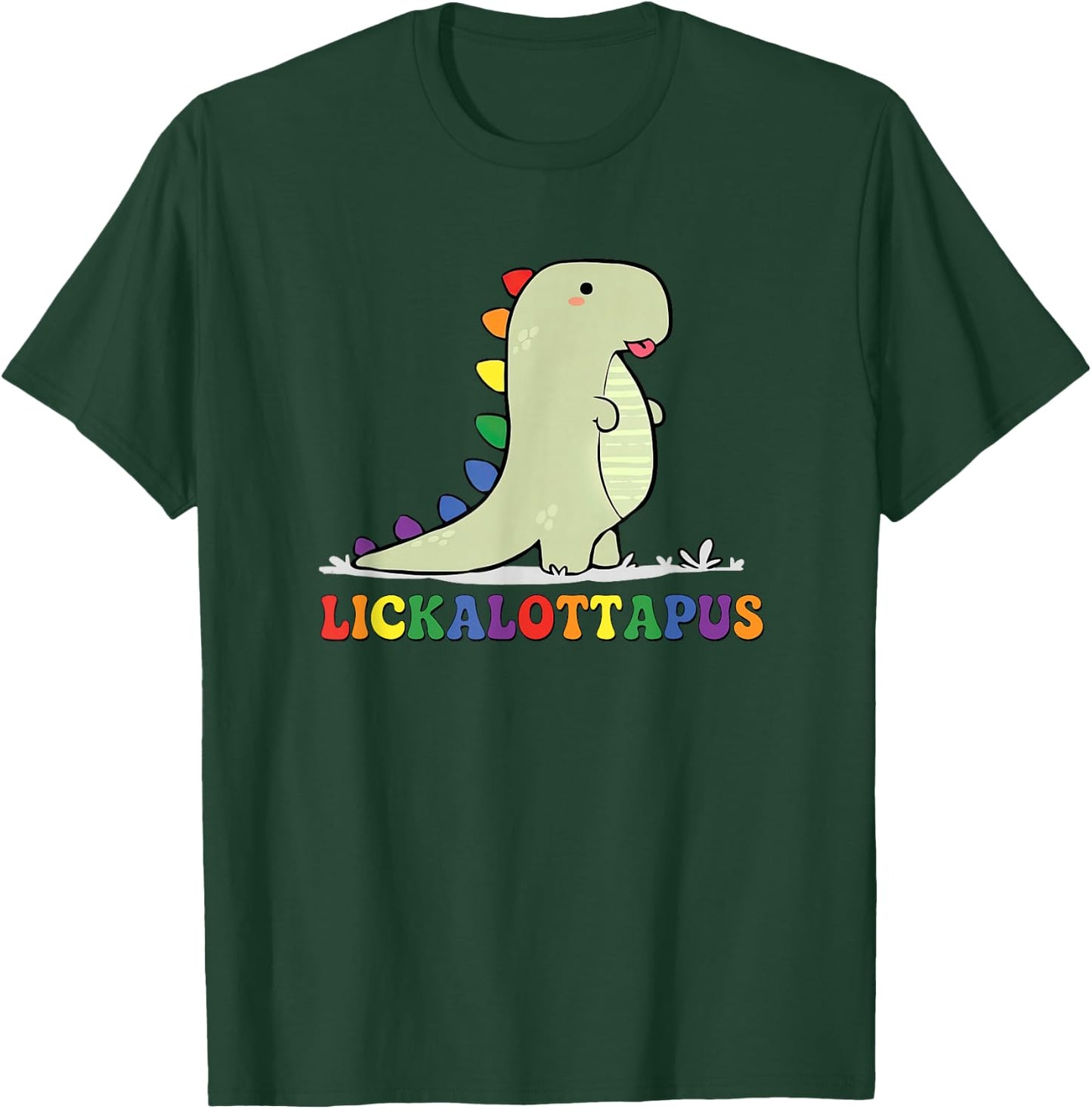 Lickalottapus Rainbow Dinosaur LGBTQ Funny Gay Pride Month T-Shirt - T-Shirt | Forest