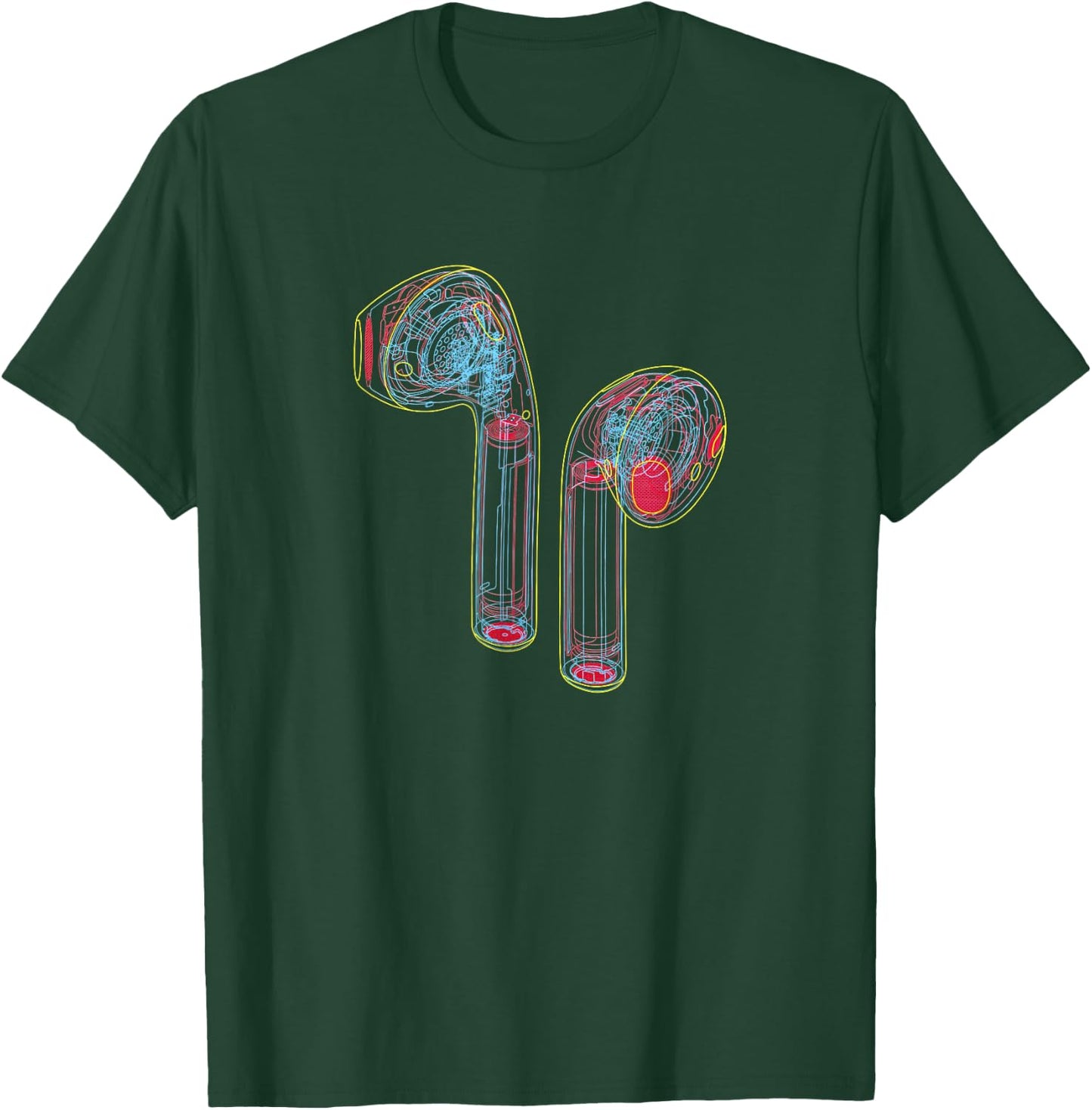 Man Woman Crew with Airpods T-Shirt - T-Shirt | Forest