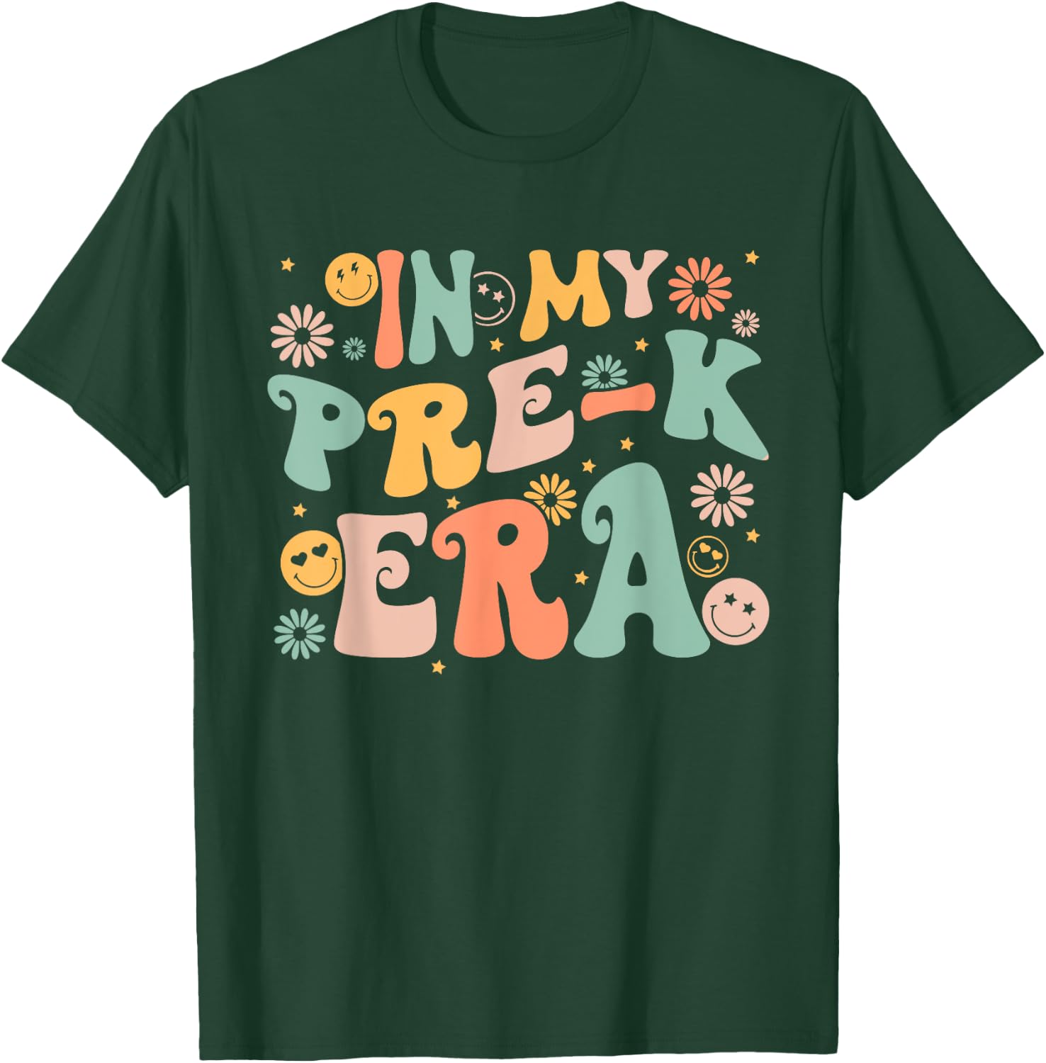 In My Pre-K Era Retro Back to School Teacher Student T-Shirt - T-Shirt | Forest
