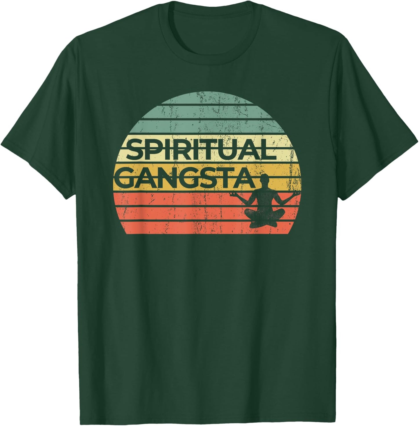 Vintage Retro Sunset Funny Yoga | Spiritual Gangsta T-Shirt - T-Shirt | Forest