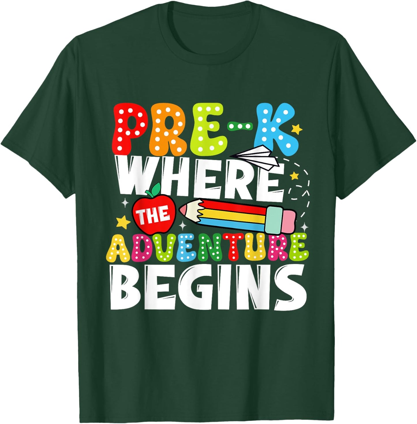 Pre-k Where The Adventure Begins First Day of Prek Teacher Men Women Kids T-Shirt - T-Shirt | Forest