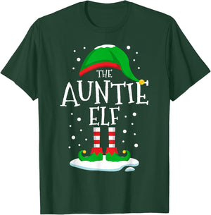 The Auntie Elf Christmas Family Matching Xmas Aunt Funny T-Shirt - T-Shirt | Forest