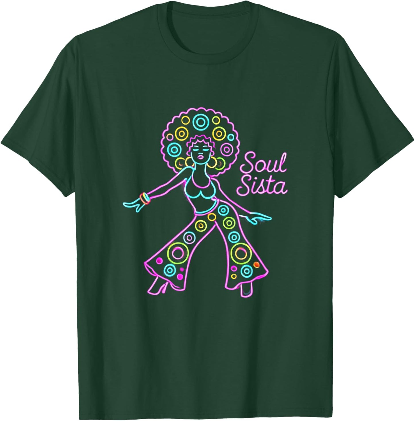 Soul Sista 70s Soul Music Retro Disco Black Funk Afro Girl T-Shirt - T-Shirt | Forest