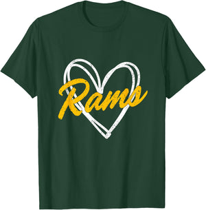 Rams Love Heart Vintage Gift Women Boys Girls Kids T-Shirt - T-Shirt | Forest