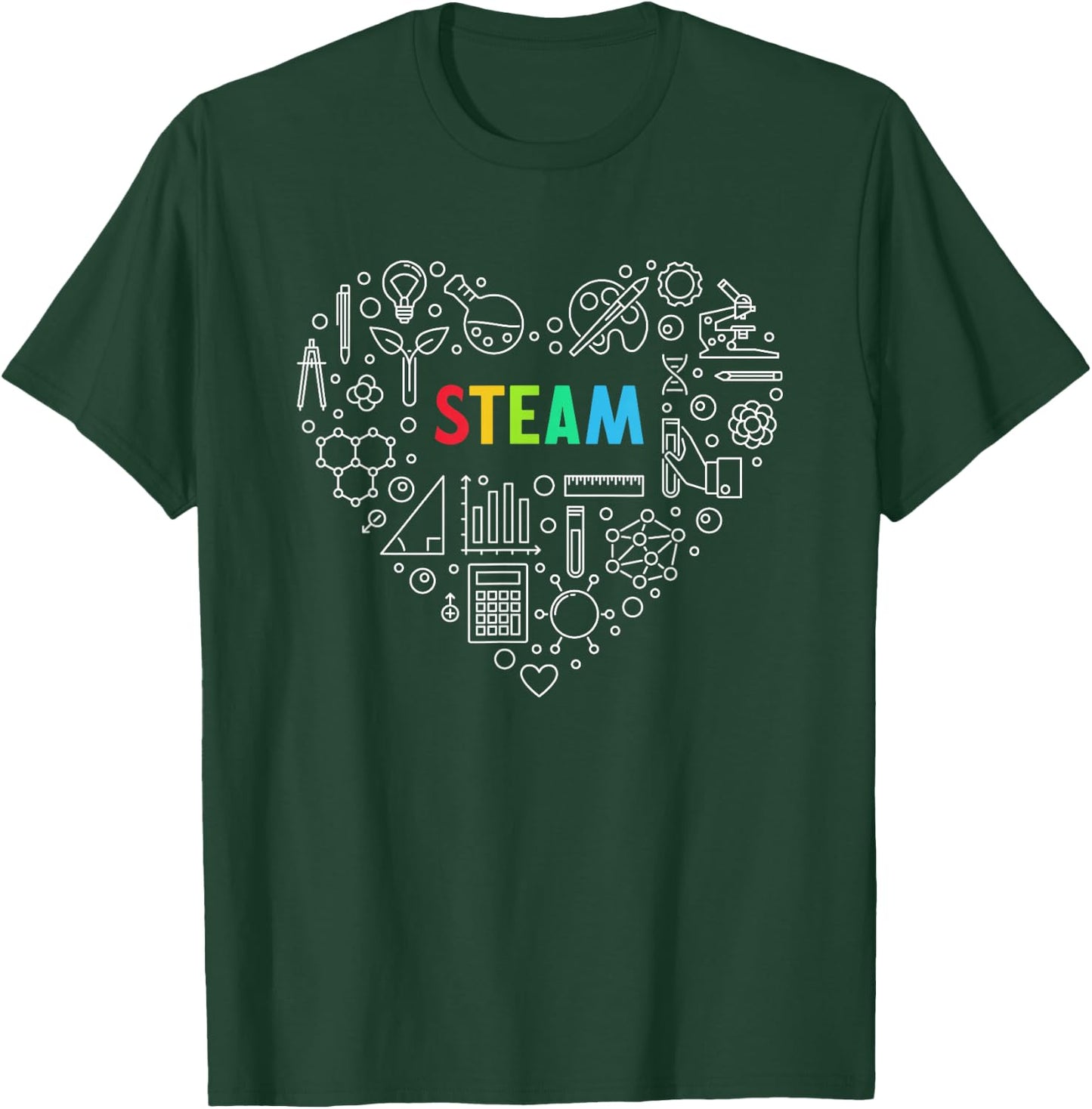 STEAM - Science and Art Heart Shape Design for Teacher T-Shirt - T-Shirt | Forest