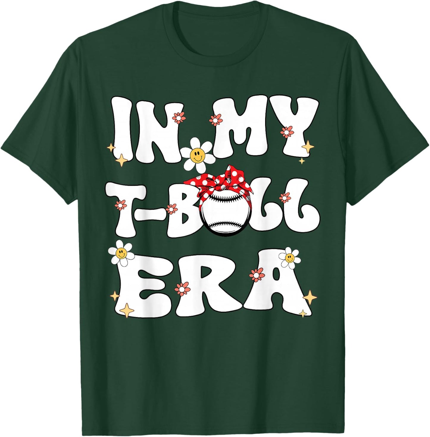 In My Tball Era Retro Groovy T ball ball Kids Girl Boy T-Shirt - T-Shirt | Forest