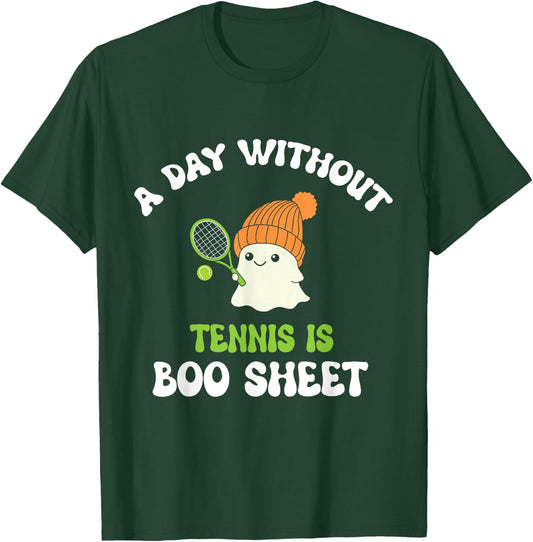 Funny Halloween A Day Without Tennis Is Boo Sheet T-Shirt - T-Shirt | Forest