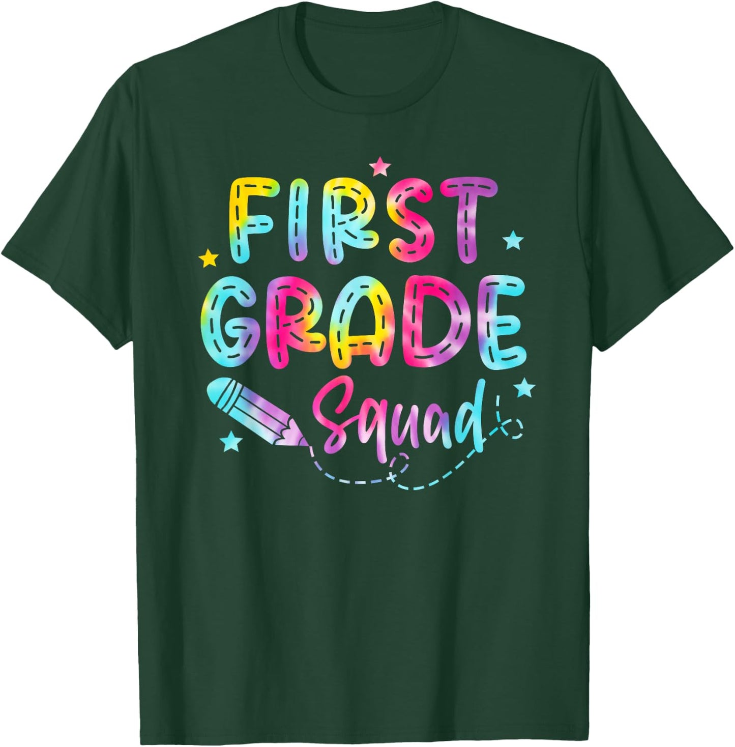 1st First Grade Squad Student Teacher Back To School Tie Dye T-Shirt - T-Shirt | Forest