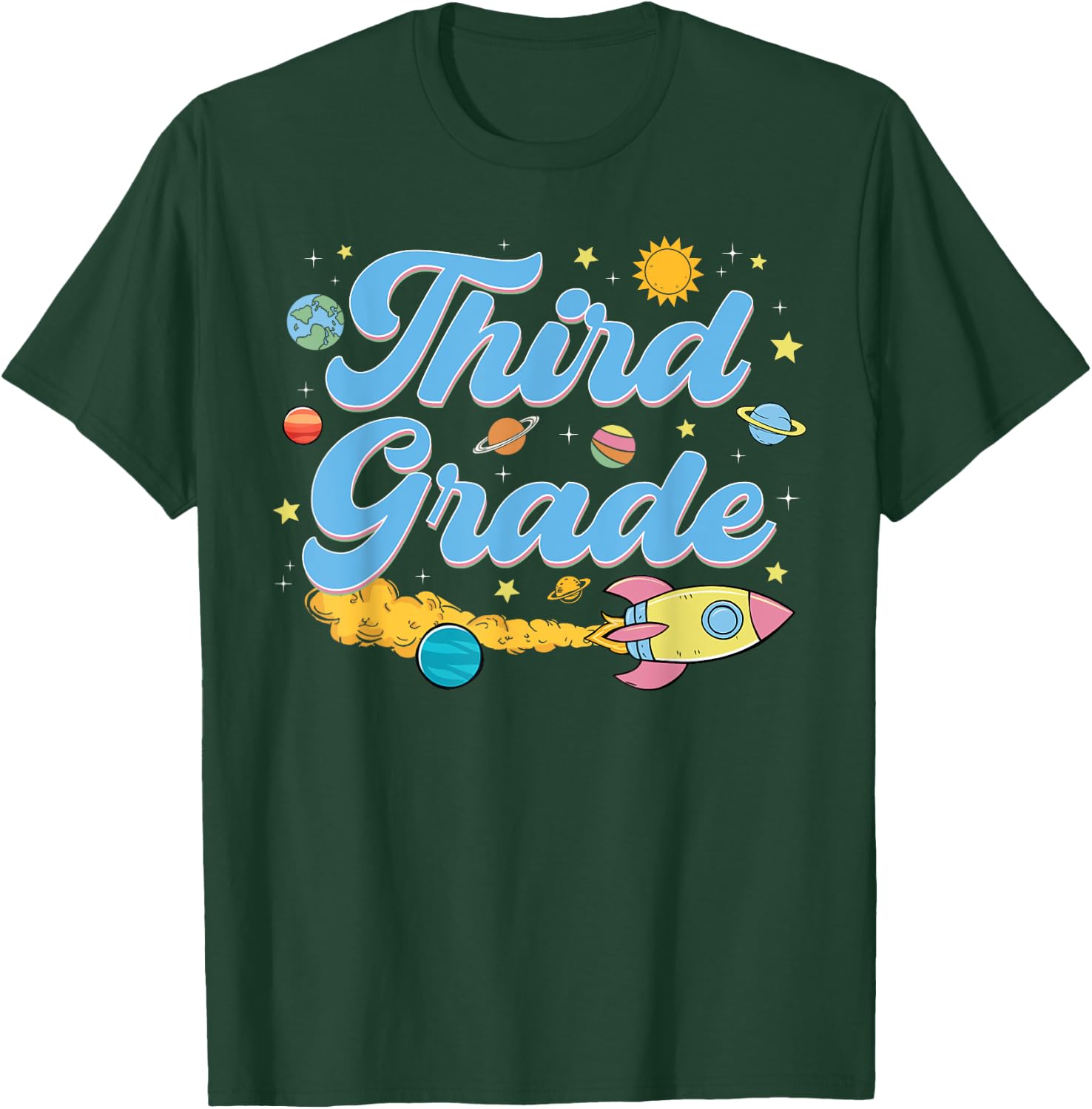 Third Grade Astronaut Planets Space Lover Back To School T-Shirt - T-Shirt | Forest