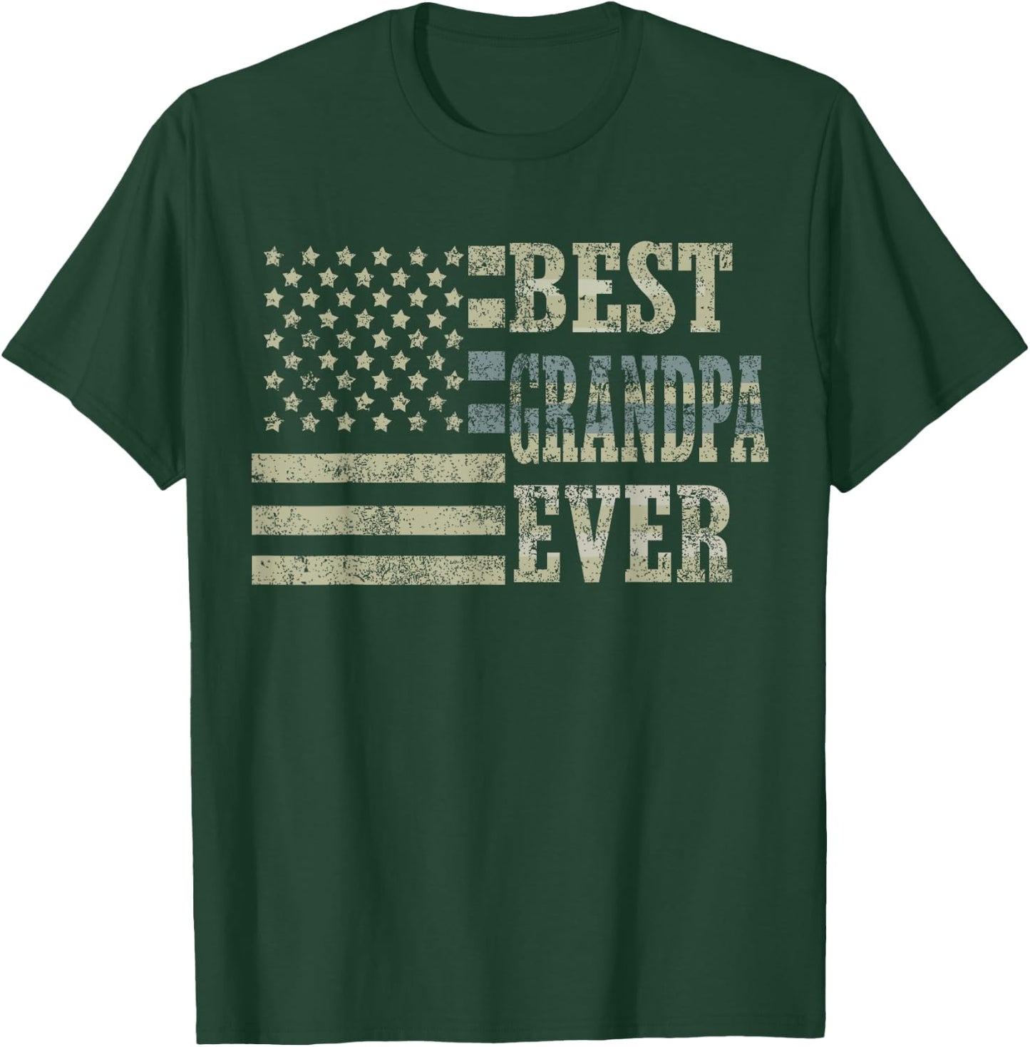 Best Grandpa Ever American Flag USA Flag Men T-Shirt - T-Shirt | Forest