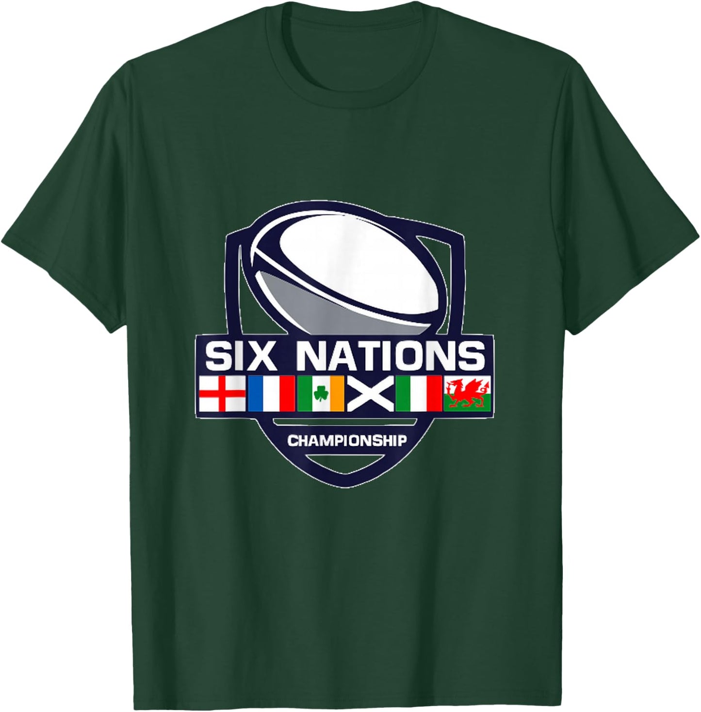 Rugby 6 Nations Apparel Six Nations , Men-Adults, , Short Sleeve, Black, Small, Cotton 65%, Polyester 35% T-Shirt - T-Shirt | Forest