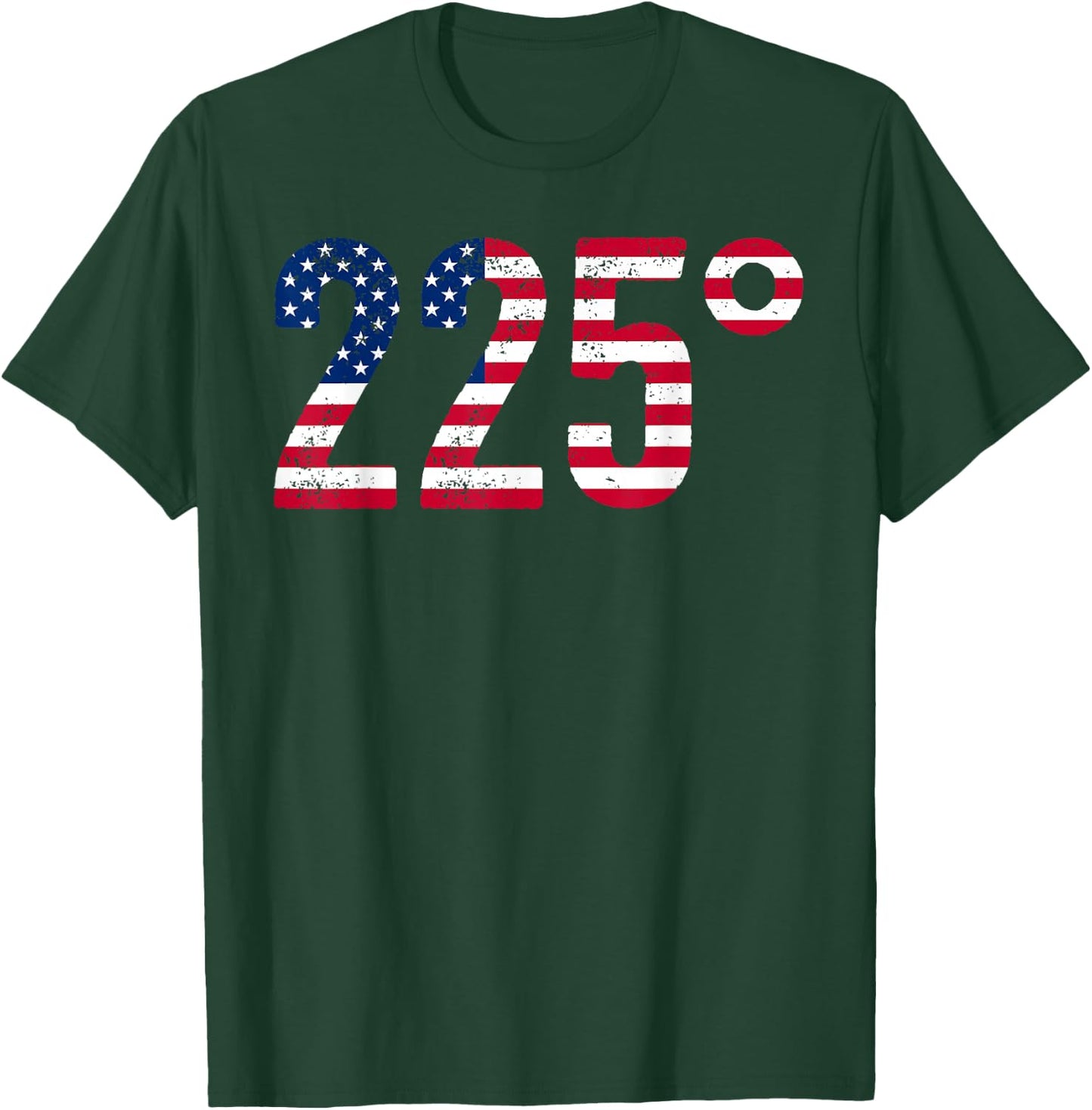 225 Degrees BBQ Smoking Meat Barbecue American Flag USA T-Shirt - T-Shirt | Forest