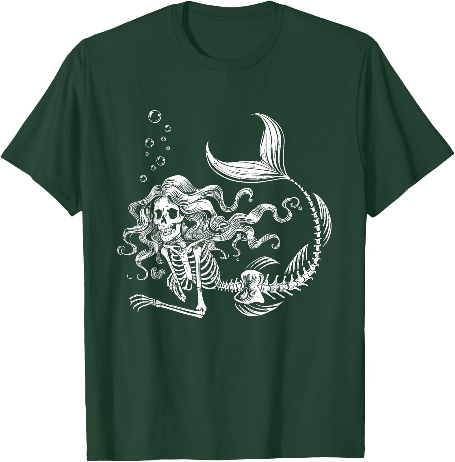 Funny Mermaid Skeleton Halloween Costume Women Girls Kids T-Shirt - T-Shirt | Forest