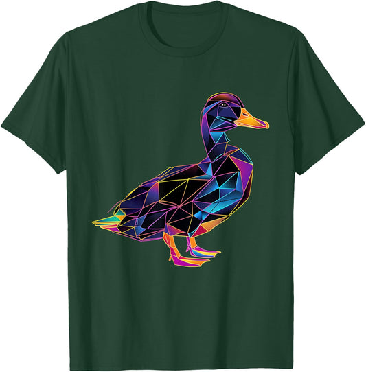 Duck Polygon Colorful Waterfowl Mallard Duck Lover T-Shirt - T-Shirt | Forest