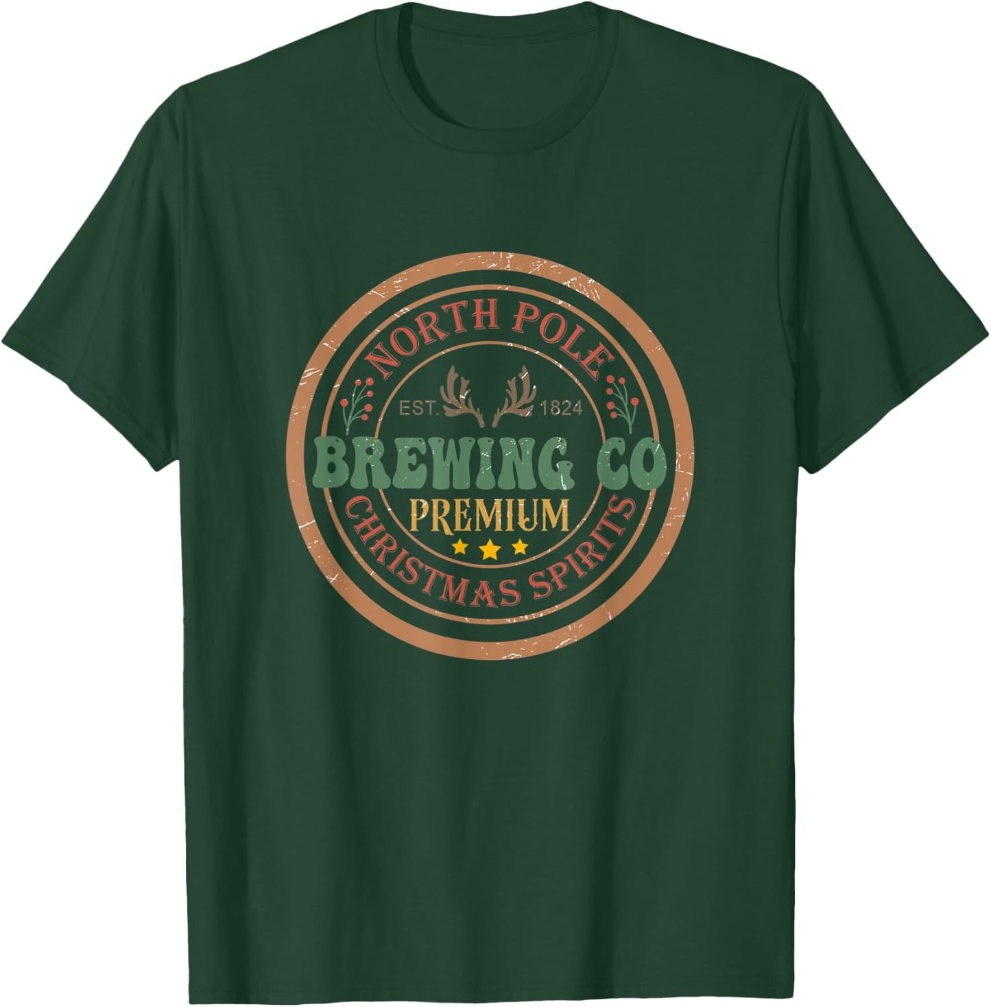 Xmas Brewing Co North Pole Christmas Spirits T-Shirt - T-Shirt | Forest