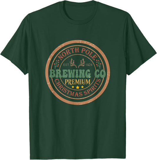 Xmas Brewing Co North Pole Christmas Spirits T-Shirt - T-Shirt | Forest