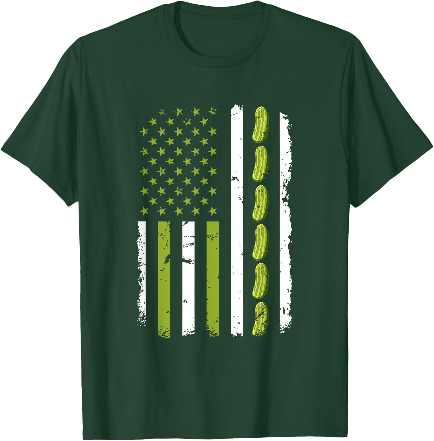 Pickle Cucumber USA American Flag Pickle Lovers 4th of July T-Shirt - T-Shirt | Forest