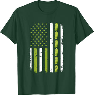 Pickle Cucumber USA American Flag Pickle Lovers 4th of July T-Shirt - T-Shirt | Forest