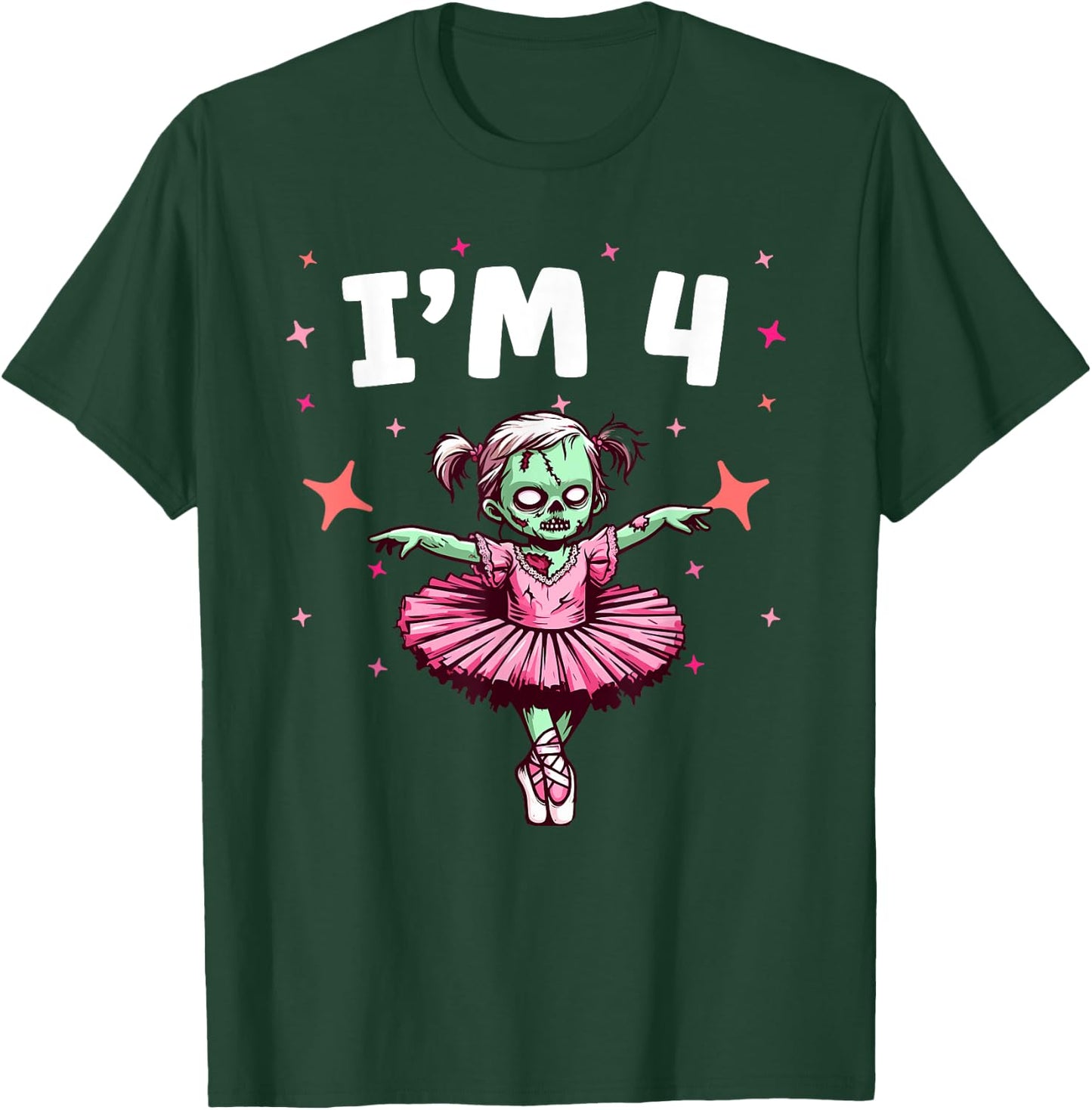 Ballerina Zombie Birthday 4th Birthday Party I'm 4 T-Shirt - T-Shirt | Forest