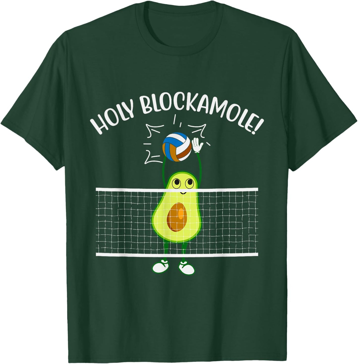 Holy Blockamole Volleyball Men Women Kids Volleyball Avocado T-Shirt - T-Shirt | Forest