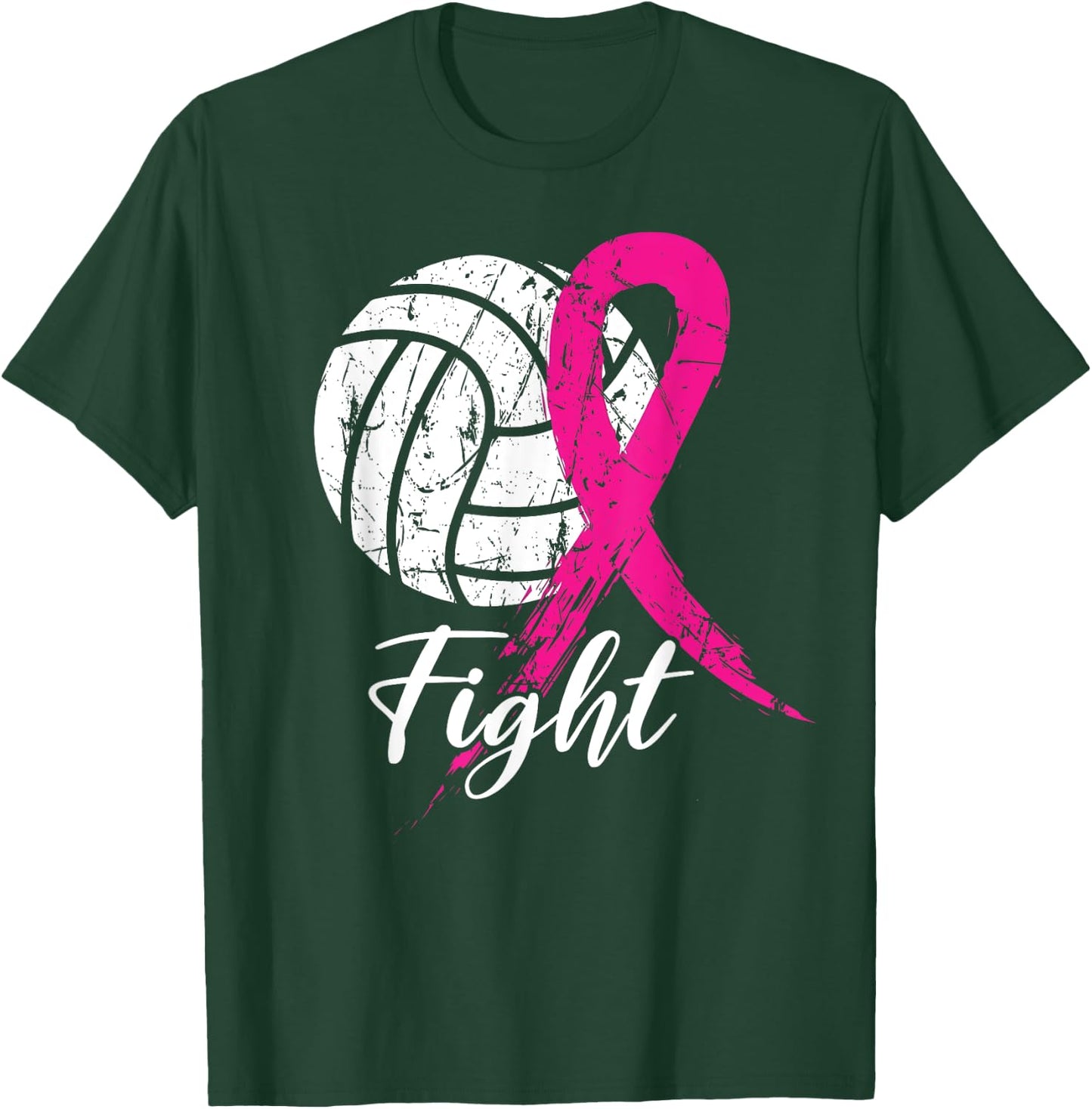 Fight Breast Cancer Volleyball Pink Ribbon Awareness Women T-Shirt - T-Shirt | Forest
