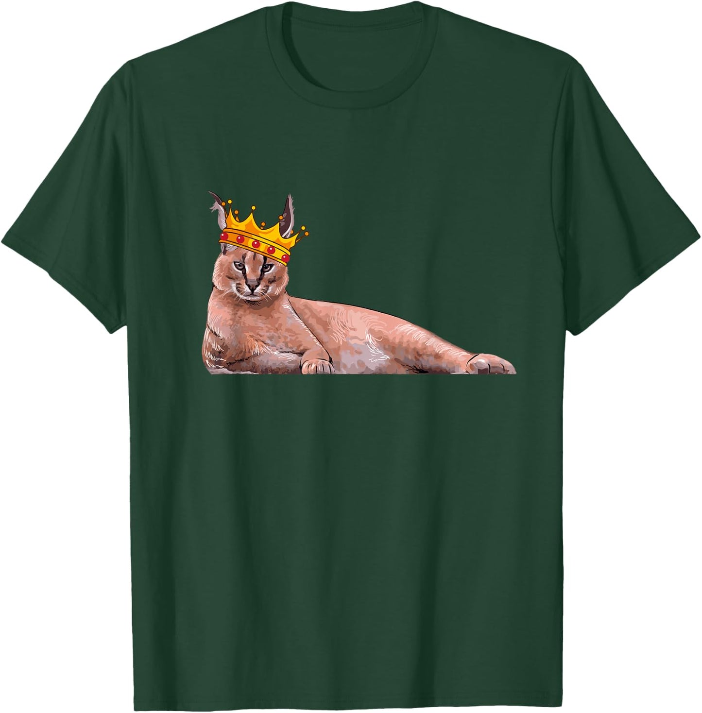 Big Floppa Crown Meme Caracal Cat Women Girls Kids T-Shirt - T-Shirt | Forest