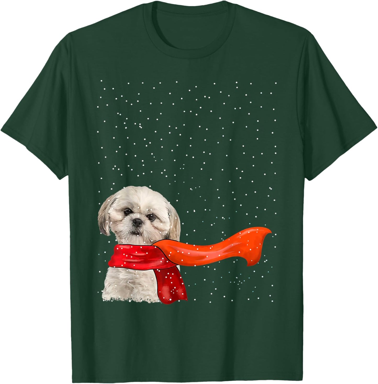 Shih Tzu Dog Winter Christmas Sweater Xmas Pet Men Women T-Shirt - T-Shirt | Forest