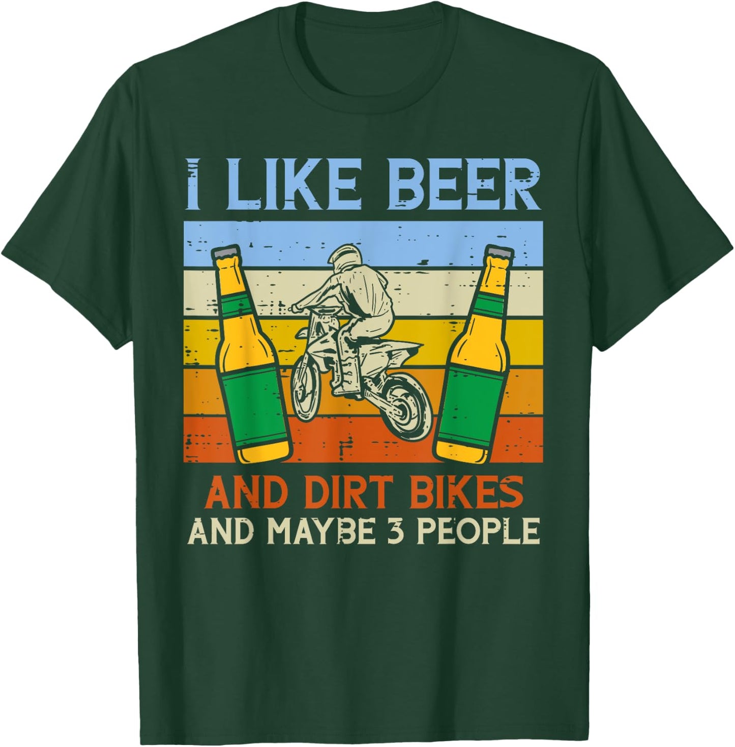 Beer Dirt Bikes 3 People Funny Motocross Biker Men Women T-Shirt - T-Shirt | Forest