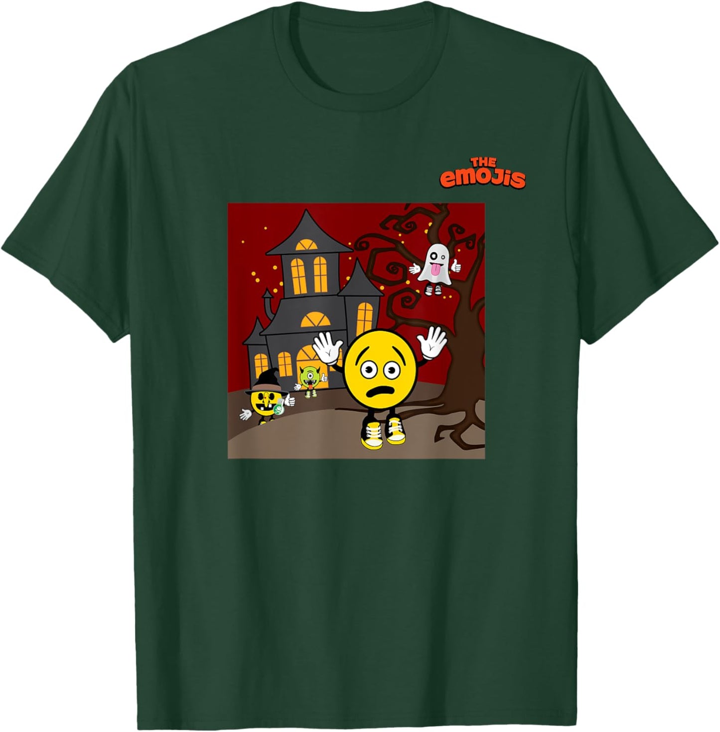 Emoji Haunted House Phantom Witch Scared Face T-Shirt - T-Shirt | Forest