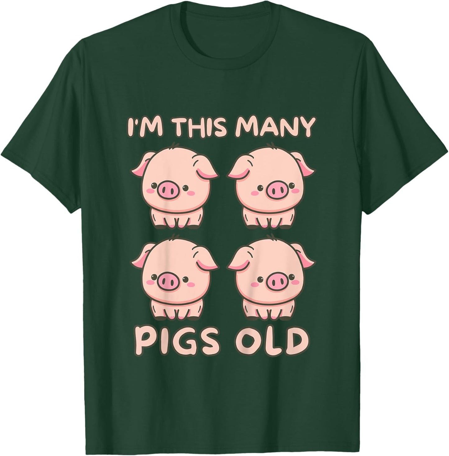 Kids I'm This Many Pigs Old - 4th Birthday Pig 4 Years Old Bday T-Shirt - T-Shirt | Forest