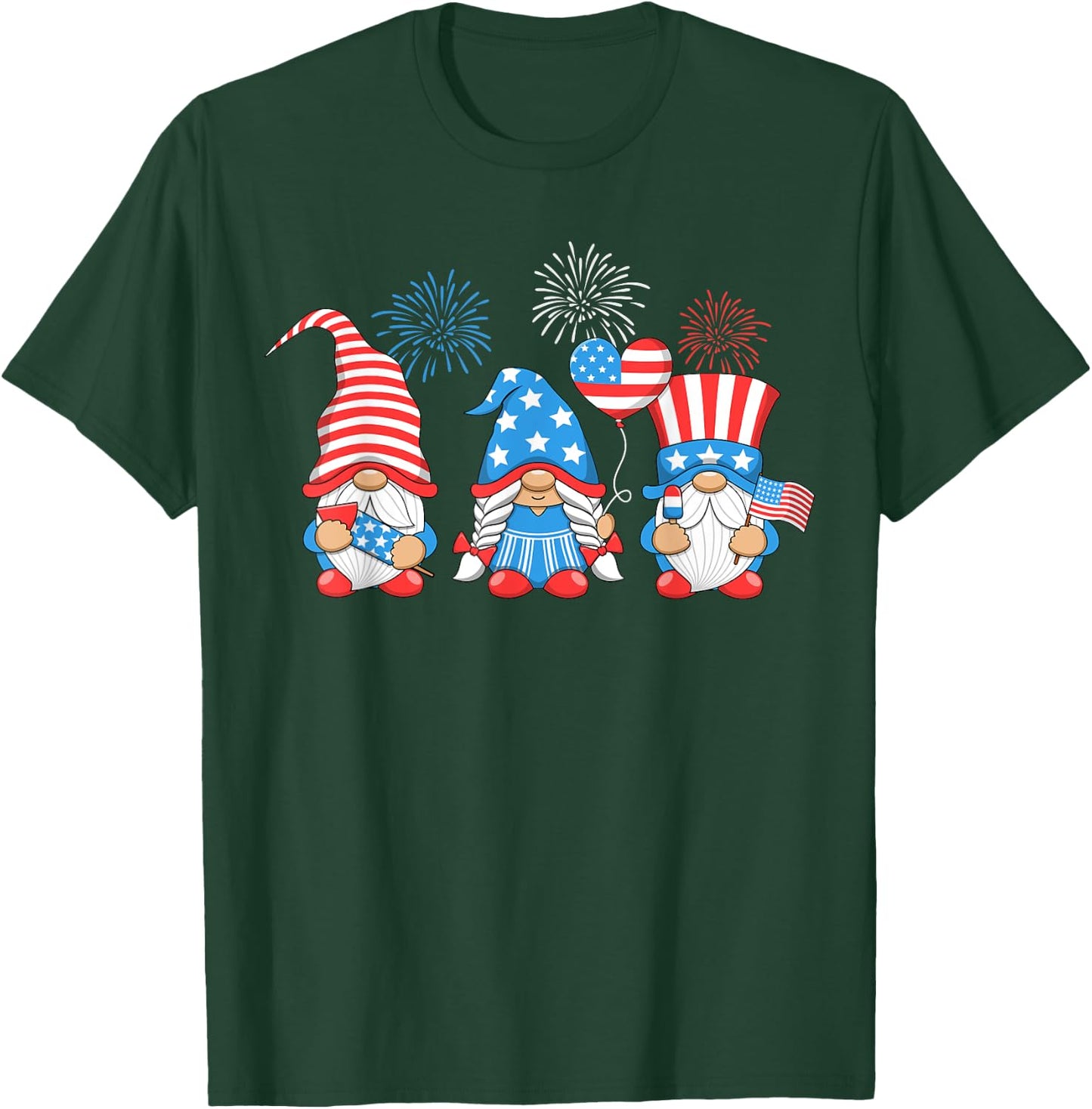 Gnomes 4th of July Patriotic American Independence Day USA Kids Men T-Shirt - T-Shirt | Forest